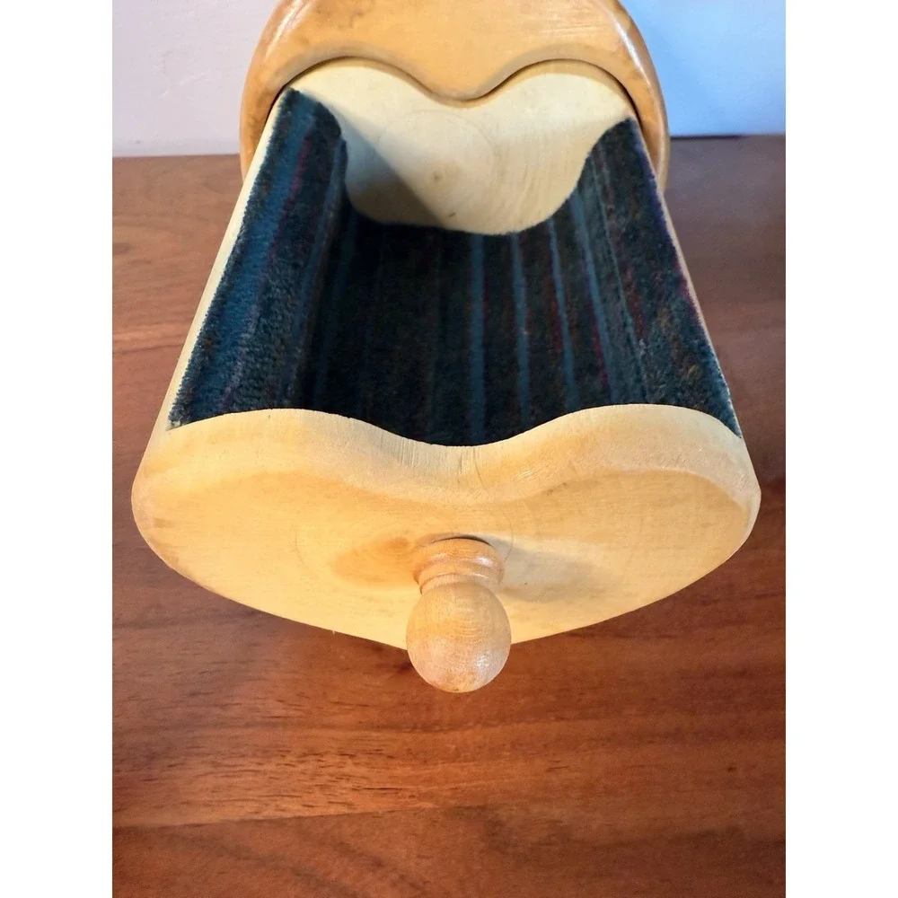 Unique Vintage Wooden Trinket Box 1 Drawer Heart Shape Hand Carved Handmade OOAK